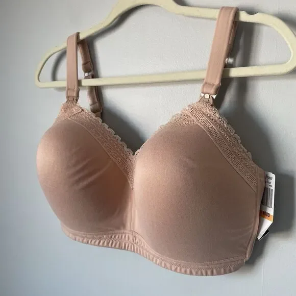 Paramour Nursing Peggy Nude Breastfeeding Bra Wire Free Nude Women's 40DD NWT - Picture 3 of 9